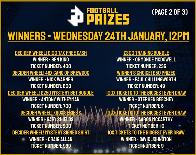 2. WED 24TH JAN 2024 WINNERS
