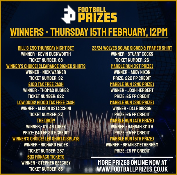 Thursday winners