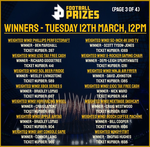 Tuesday Winners 3