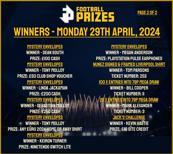 EVENING Monday 29th April 2