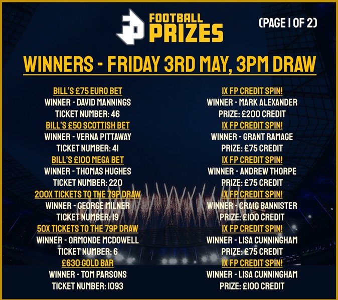 Friday 3rd May 3PM Draw 1