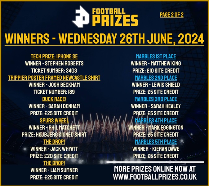 WEDNESDAY 26TH JUNE 2