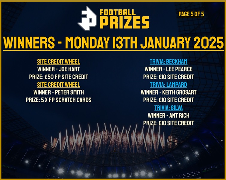 Monday 13th January 5
